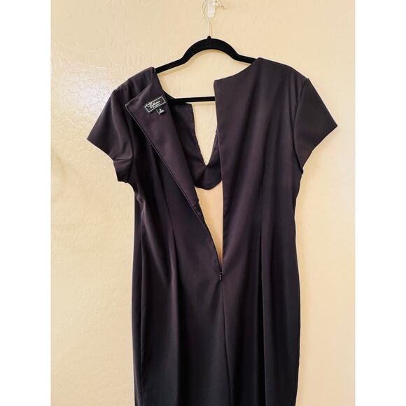 DressBarn Collection Black Lace Front Sheath Dress Short Sleeve Size 16 - Picture 4 of 9